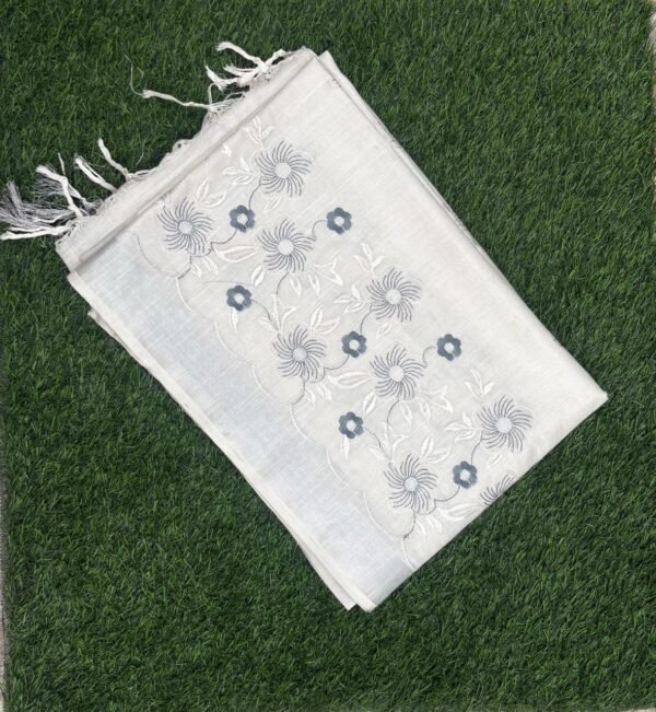 Linen silk embroidery saree - star design