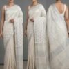 Handloom Printed Linen Saree B