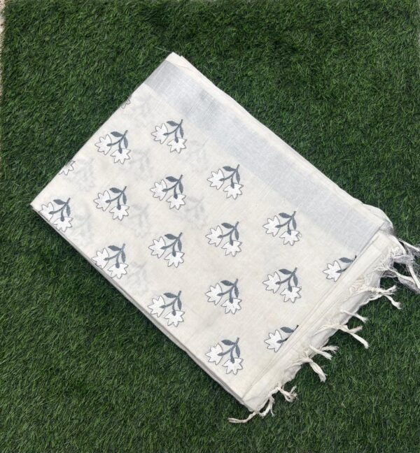 Handloom Printed Linen Saree B