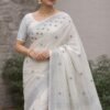 Handloom Printed Linen Saree C