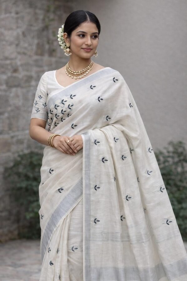 Handloom Printed Linen Saree D