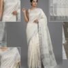 Handloom Printed Linen Saree E