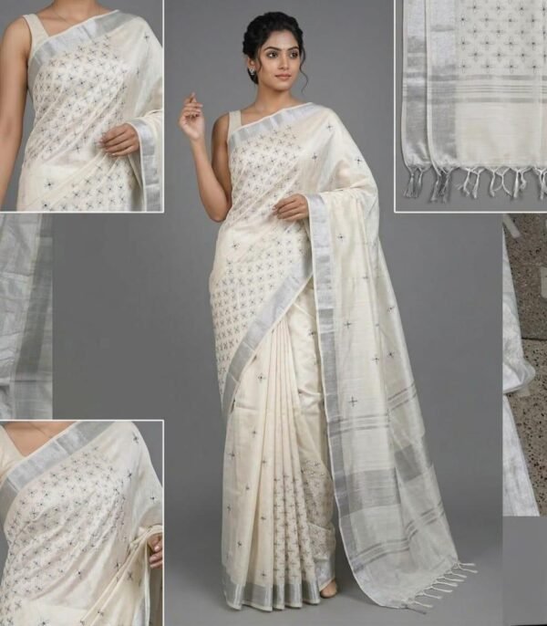 Handloom Printed Linen Saree E
