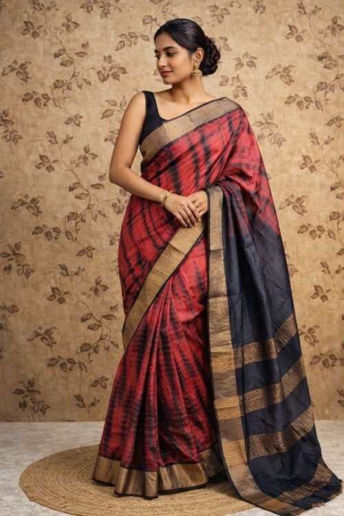 Multidye Bandhani Bhagalpuri Linen Saree