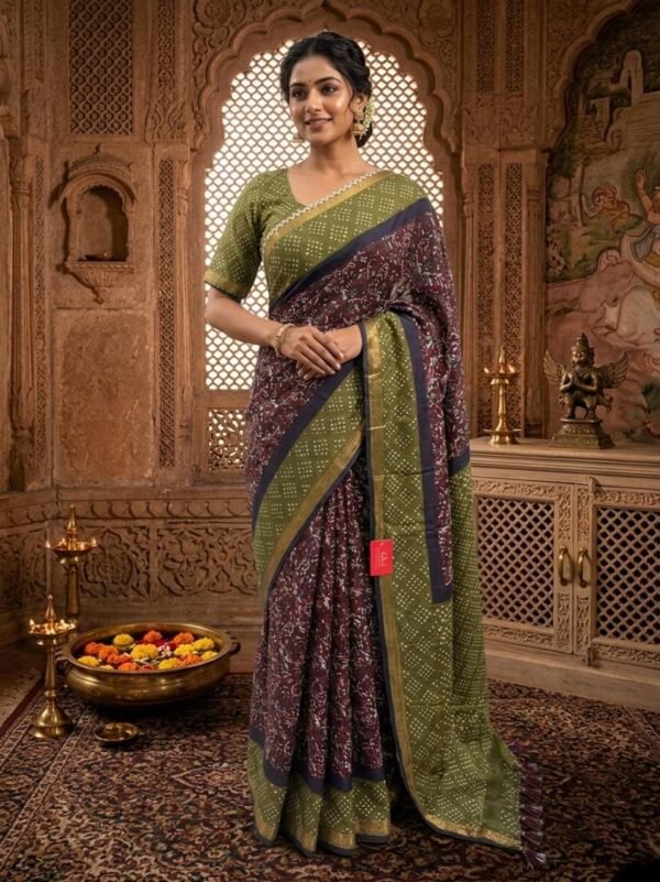 Flacture musturise silk saree (contrast)
